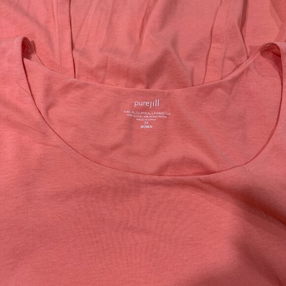 J.Jiill Pure Jill Elliptical Tunic Layered Peach Knit 3/4 Sleeves Coquette 2XL - Picture 4 of 7